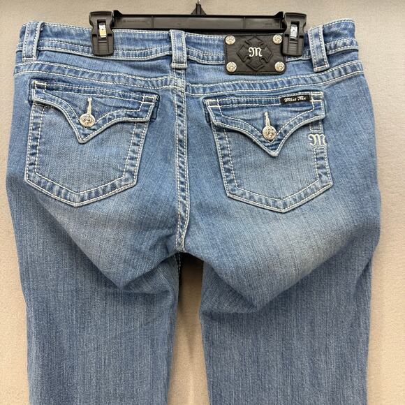 Miss Me Jeans Women's 32x34 (14) Blue Mid Rise Boot Cut Pocket Flaps Western - Picture 3 of 13